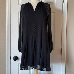 Joie Limited Edition Balloon Sleeve Mini Chiffon Dress Black XS